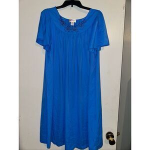 Vintage Shadowline Nightgown Womens 1X Royal Blue Sheer Maxi Sleeveless Coquette